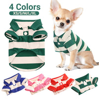 Thumbnail for 100% Cotton Striped Dog Polo, Pet Cat Dog Cute Stripe Collared Polo Shirt, Dog Polo Shirt - Two Button Dog Polo, , Gift For Pet 72