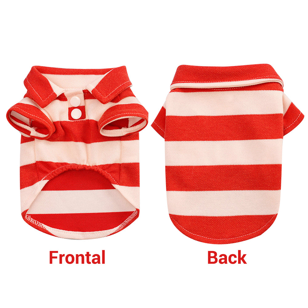 100% Cotton Striped Dog Polo, Pet Cat Dog Cute Stripe Collared Polo Shirt, Dog Polo Shirt - Two Button Dog Polo, , Gift For Pet 72