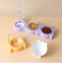 Thumbnail for 2 PCS Cat Food Bowl Automatic Feeder Water Dispenser Pet Dog Cat Food Container Drinking Raised Stand Dish bowl Pet Waterer Feeder water fountain 134