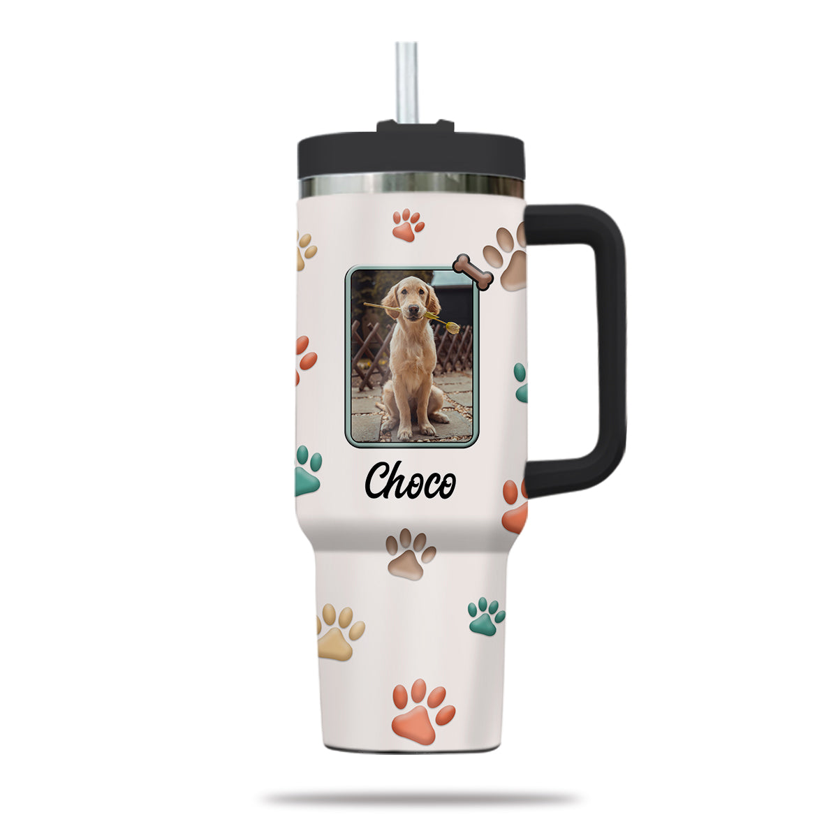 Best Dog Mom Ever 40oz Tumbler, Custom Pet Photo Tumbler 40oz With Handle, Dog Photo Tumbler, Puppies Tumbler with Straw, Dog Lover Tumbler, Favorite Pet Tumbler, Stainless Steel Tumbler, Insulated Tumbler, Pet Photo Gift with Custom Pet Image 04