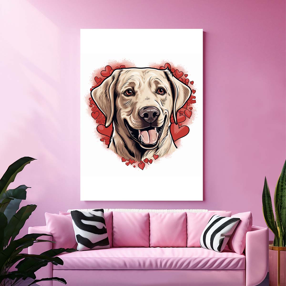 Cute Valentine Puppy Heart, Valentine Dog Canvas Print, Cute Labrador Retriever Love Canvas Wall Art, Valentine's Dog Painting, Valentine's Canvas, Pet Lover, Valentines Gift