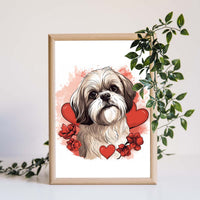 Thumbnail for Cute Valentine Puppy Heart, Valentine Dog Canvas Print, Cute Shih Tzu Love Canvas Wall Art, Valentine's Dog Painting, Valentine's Canvas, Pet Lover, Valentines Gift