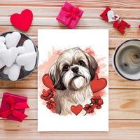 Thumbnail for Cute Valentine Puppy Heart, Valentine Dog Canvas Print, Cute Shih Tzu Love Canvas Wall Art, Valentine's Dog Painting, Valentine's Canvas, Pet Lover, Valentines Gift