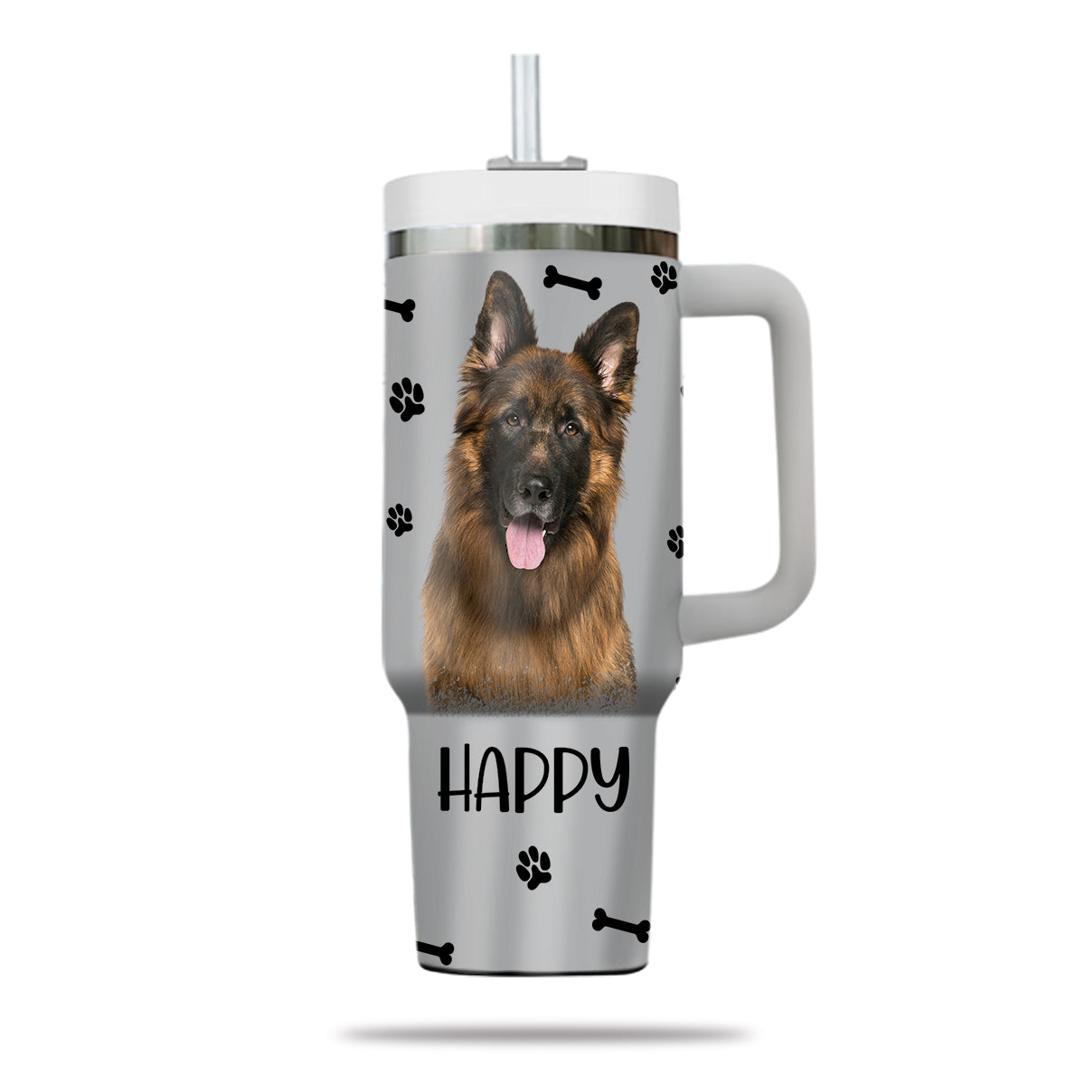 Custom Pet Photo Tumbler 40oz With Handle, Watercolor Pet Portrait From Photo Tumbler, Personalized Dog Face Photo Tumbler with Straw, Dog Lover Tumbler, Stainless Steel Tumbler, Insulated Tumbler 15