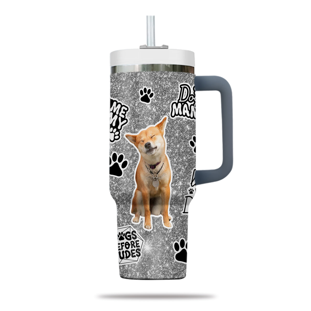 Custom Pet Photo Tumbler 40oz With Handle, Watercolor Pet Portrait From Photo Tumbler, Puppies Tumbler with Straw, Dog Lover Tumbler, Favorite Pet Tumbler, Stainless Steel Tumbler, Insulated Tumbler, Pet Photo Gift with Custom Pet Image 21