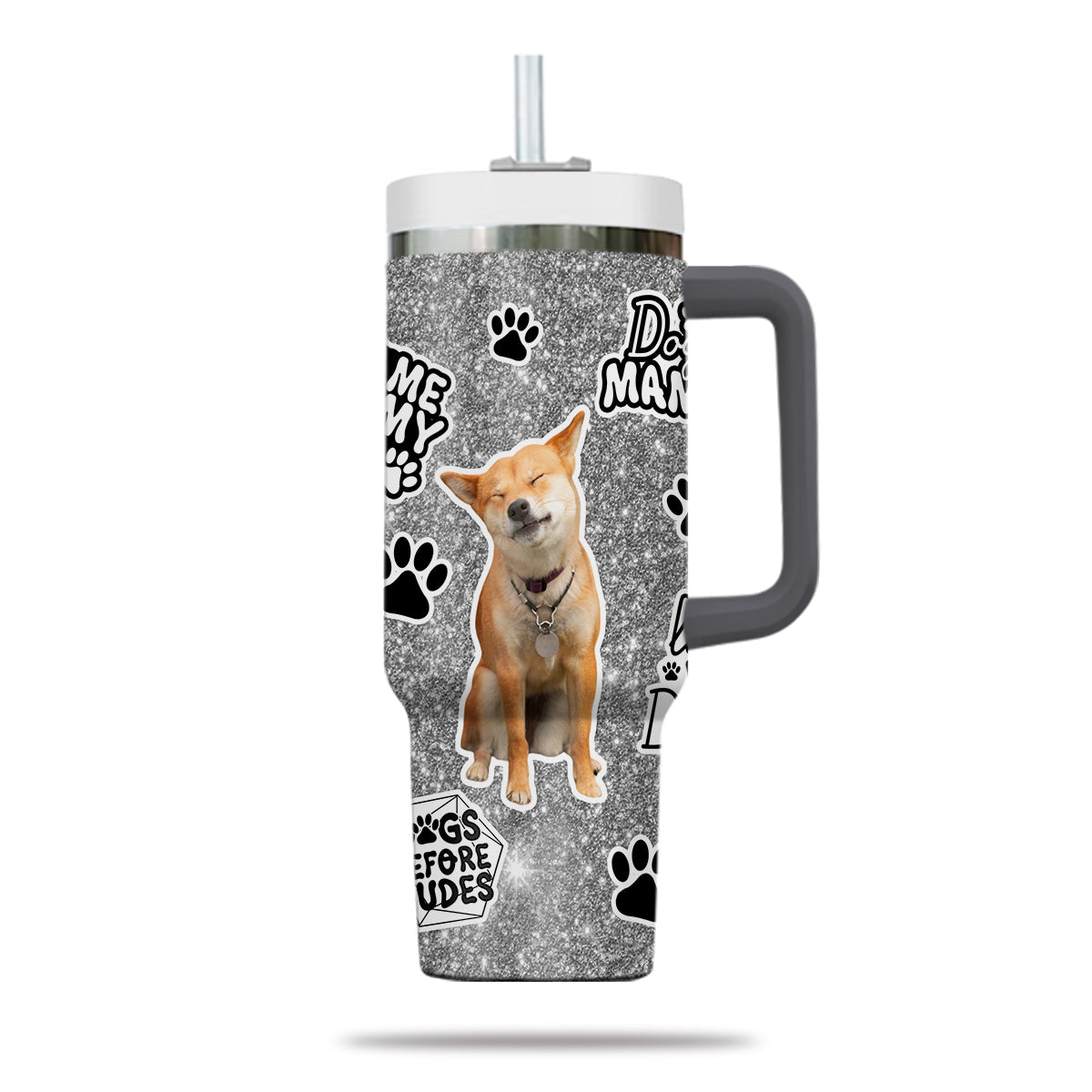 Custom Pet Photo Tumbler 40oz With Handle, Watercolor Pet Portrait From Photo Tumbler, Puppies Tumbler with Straw, Dog Lover Tumbler, Favorite Pet Tumbler, Stainless Steel Tumbler, Insulated Tumbler, Pet Photo Gift with Custom Pet Image 21