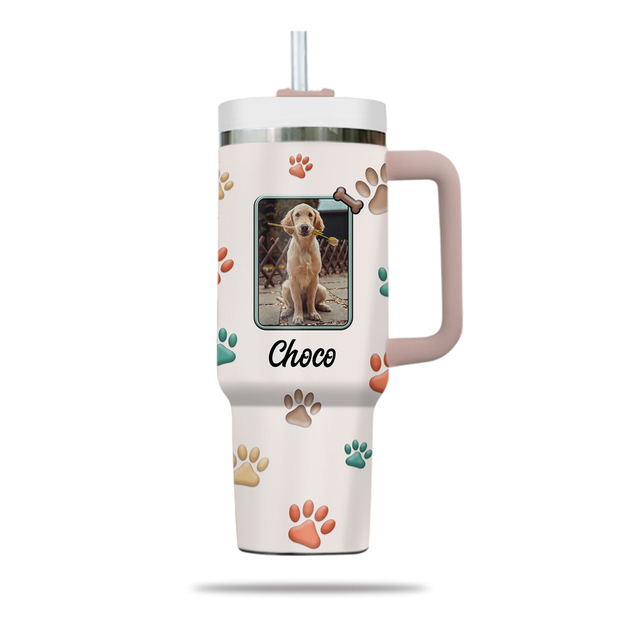 Best Dog Mom Ever 40oz Tumbler, Custom Pet Photo Tumbler 40oz With Handle, Dog Photo Tumbler, Puppies Tumbler with Straw, Dog Lover Tumbler, Favorite Pet Tumbler, Stainless Steel Tumbler, Insulated Tumbler, Pet Photo Gift with Custom Pet Image 04