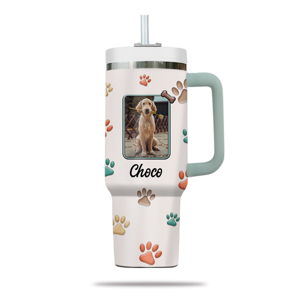 Best Dog Mom Ever 40oz Tumbler, Custom Pet Photo Tumbler 40oz With Handle, Dog Photo Tumbler, Puppies Tumbler with Straw, Dog Lover Tumbler, Favorite Pet Tumbler, Stainless Steel Tumbler, Insulated Tumbler, Pet Photo Gift with Custom Pet Image 04