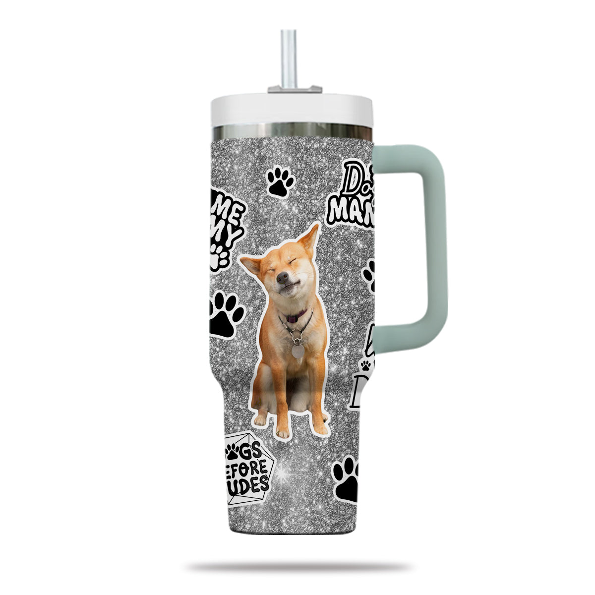 Custom Pet Photo Tumbler 40oz With Handle, Watercolor Pet Portrait From Photo Tumbler, Puppies Tumbler with Straw, Dog Lover Tumbler, Favorite Pet Tumbler, Stainless Steel Tumbler, Insulated Tumbler, Pet Photo Gift with Custom Pet Image 21
