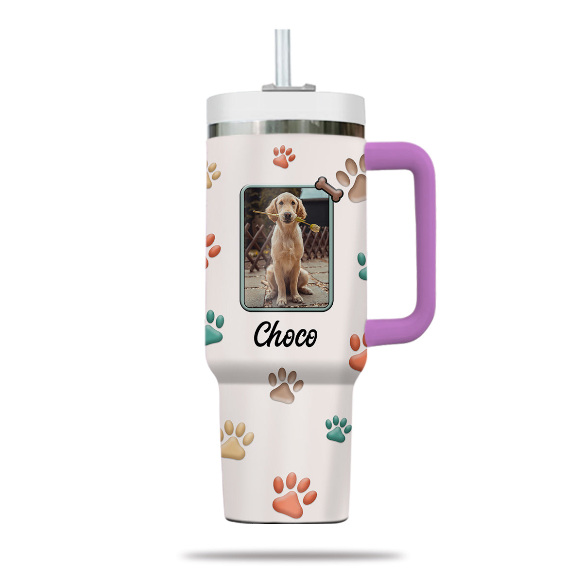 Best Dog Mom Ever 40oz Tumbler, Custom Pet Photo Tumbler 40oz With Handle, Dog Photo Tumbler, Puppies Tumbler with Straw, Dog Lover Tumbler, Favorite Pet Tumbler, Stainless Steel Tumbler, Insulated Tumbler, Pet Photo Gift with Custom Pet Image 04