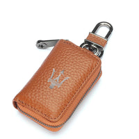 Thumbnail for Car Key Cover, Custom For Your Cars, Genuine Leather Car Smart Key Chain Coin Holder Metal Hook and Keyring Wallet Zipper Bag, Car Accessories MS13989