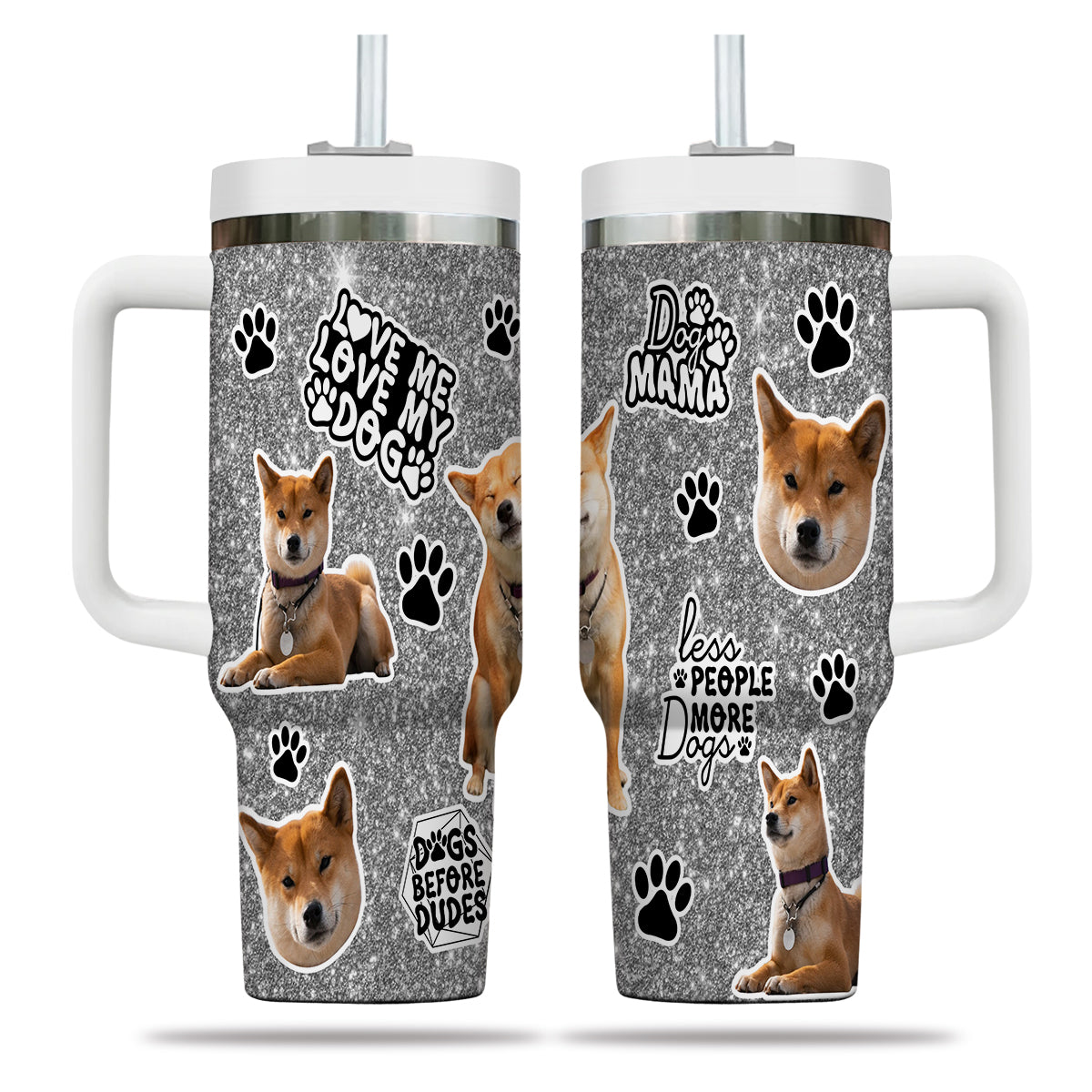 Custom Pet Photo Tumbler 40oz With Handle, Watercolor Pet Portrait From Photo Tumbler, Puppies Tumbler with Straw, Dog Lover Tumbler, Favorite Pet Tumbler, Stainless Steel Tumbler, Insulated Tumbler, Pet Photo Gift with Custom Pet Image 21