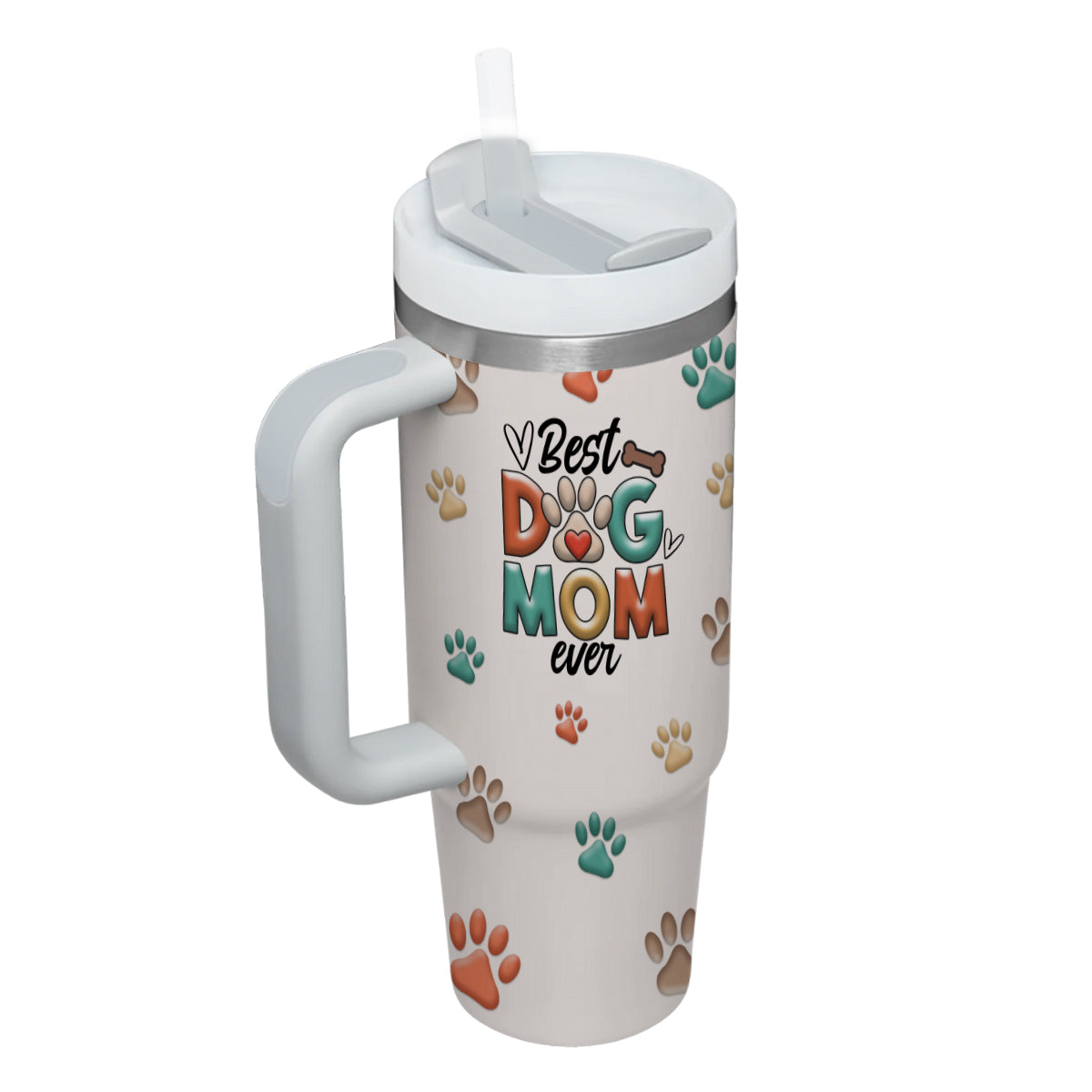 Best Dog Mom Ever 40oz Tumbler, Custom Pet Photo Tumbler 40oz With Handle, Dog Photo Tumbler, Puppies Tumbler with Straw, Dog Lover Tumbler, Favorite Pet Tumbler, Stainless Steel Tumbler, Insulated Tumbler, Pet Photo Gift with Custom Pet Image 04