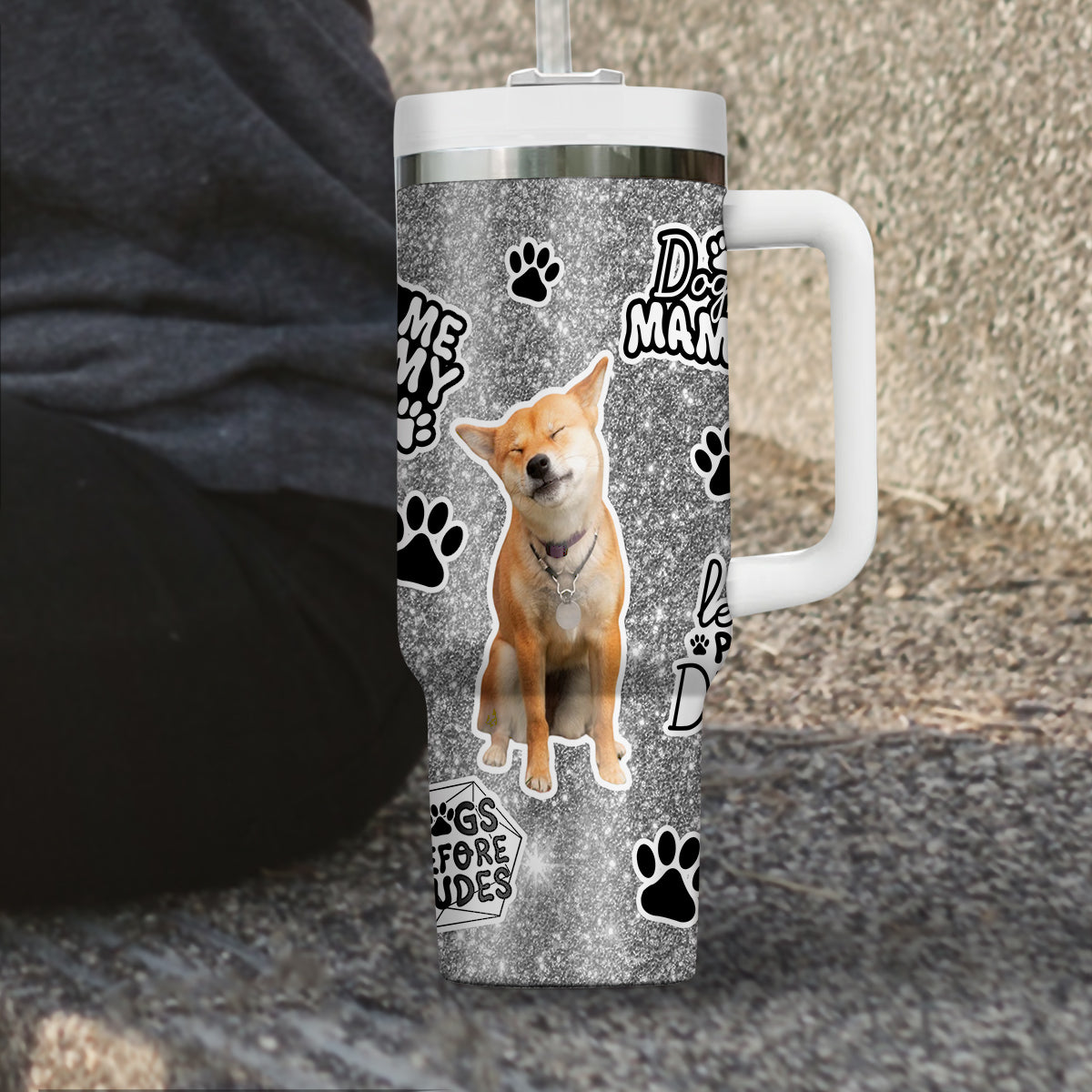 Custom Pet Photo Tumbler 40oz With Handle, Watercolor Pet Portrait From Photo Tumbler, Puppies Tumbler with Straw, Dog Lover Tumbler, Favorite Pet Tumbler, Stainless Steel Tumbler, Insulated Tumbler, Pet Photo Gift with Custom Pet Image 21