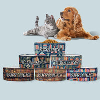 Thumbnail for Personalized Dog Pet Cat Bowls, Teal Boho Book Lovers Library Custom Pet Bowls for Dogs and Cats, Eclectic Modern Spotted Dishes With Name, Ceramic Custom Cute Dog Bowls, Designer Large and Small Dog Cat Pet Bowls Dish, Gift for Pet