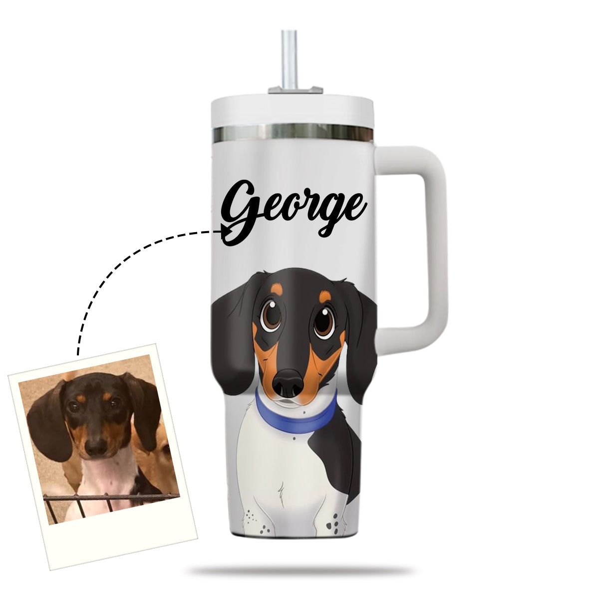 Custom Pet Photo Tumbler 40oz With Handle, Watercolor Pet Portrait From Photo Tumbler, Cartoon Style, Puppies Tumbler with Straw, Dog Lover Tumbler, Favorite Pet Tumbler, Stainless Steel Tumbler, Insulated Tumbler, Pet Photo Gift with Custom Pet Image 22