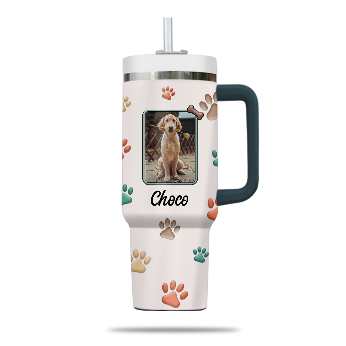 Best Dog Mom Ever 40oz Tumbler, Custom Pet Photo Tumbler 40oz With Handle, Dog Photo Tumbler, Puppies Tumbler with Straw, Dog Lover Tumbler, Favorite Pet Tumbler, Stainless Steel Tumbler, Insulated Tumbler, Pet Photo Gift with Custom Pet Image 04