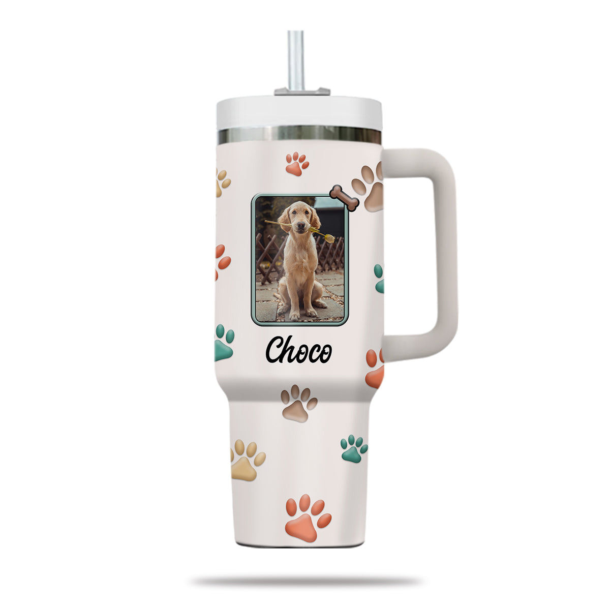 Best Dog Mom Ever 40oz Tumbler, Custom Pet Photo Tumbler 40oz With Handle, Dog Photo Tumbler, Puppies Tumbler with Straw, Dog Lover Tumbler, Favorite Pet Tumbler, Stainless Steel Tumbler, Insulated Tumbler, Pet Photo Gift with Custom Pet Image 04