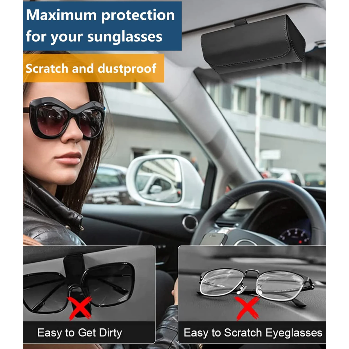 Custom for Cars Sunglasses Holder, Car Sunglasses Organizer Visor Accessories Adsorption Glasses Organizer, Specially