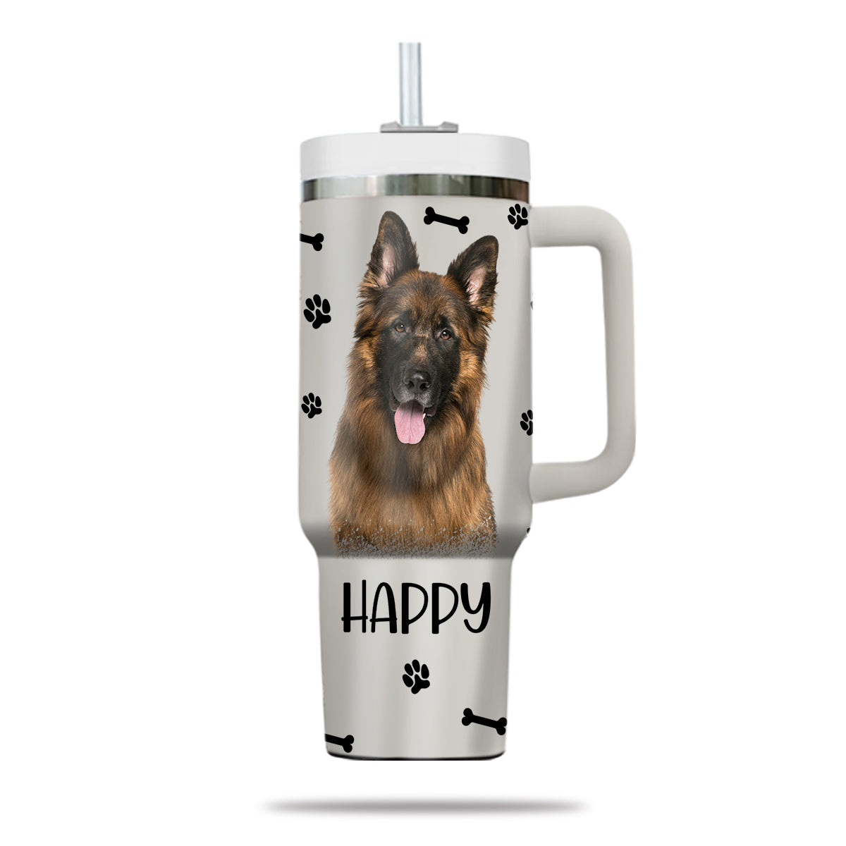 Custom Pet Photo Tumbler 40oz With Handle, Watercolor Pet Portrait From Photo Tumbler, Personalized Dog Face Photo Tumbler with Straw, Dog Lover Tumbler, Stainless Steel Tumbler, Insulated Tumbler 15