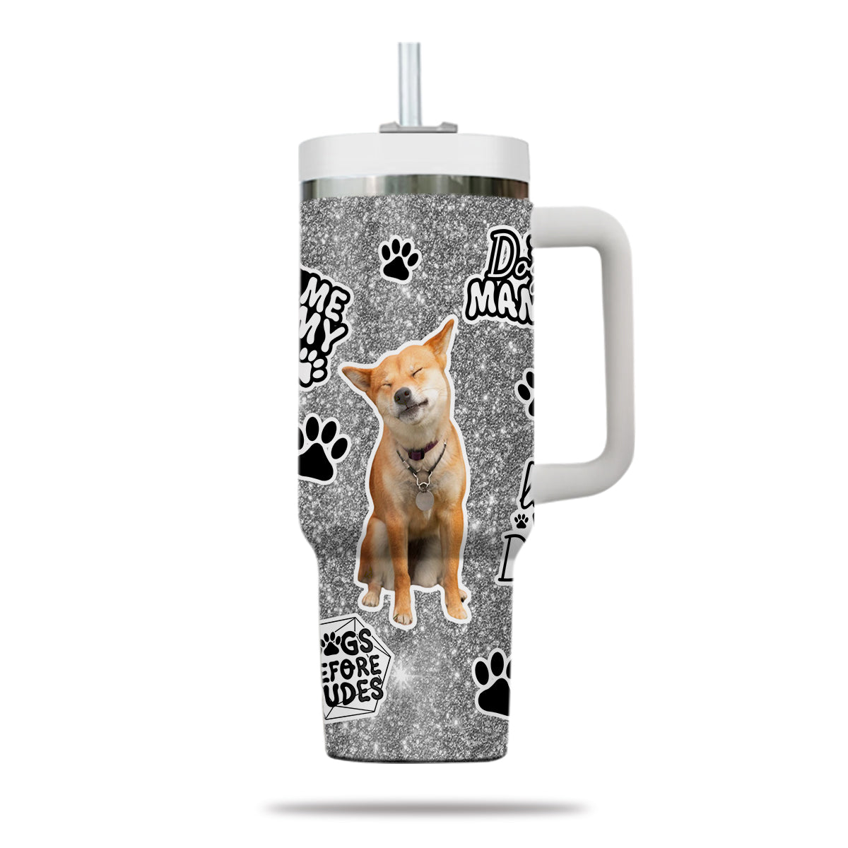 Custom Pet Photo Tumbler 40oz With Handle, Watercolor Pet Portrait From Photo Tumbler, Puppies Tumbler with Straw, Dog Lover Tumbler, Favorite Pet Tumbler, Stainless Steel Tumbler, Insulated Tumbler, Pet Photo Gift with Custom Pet Image 21