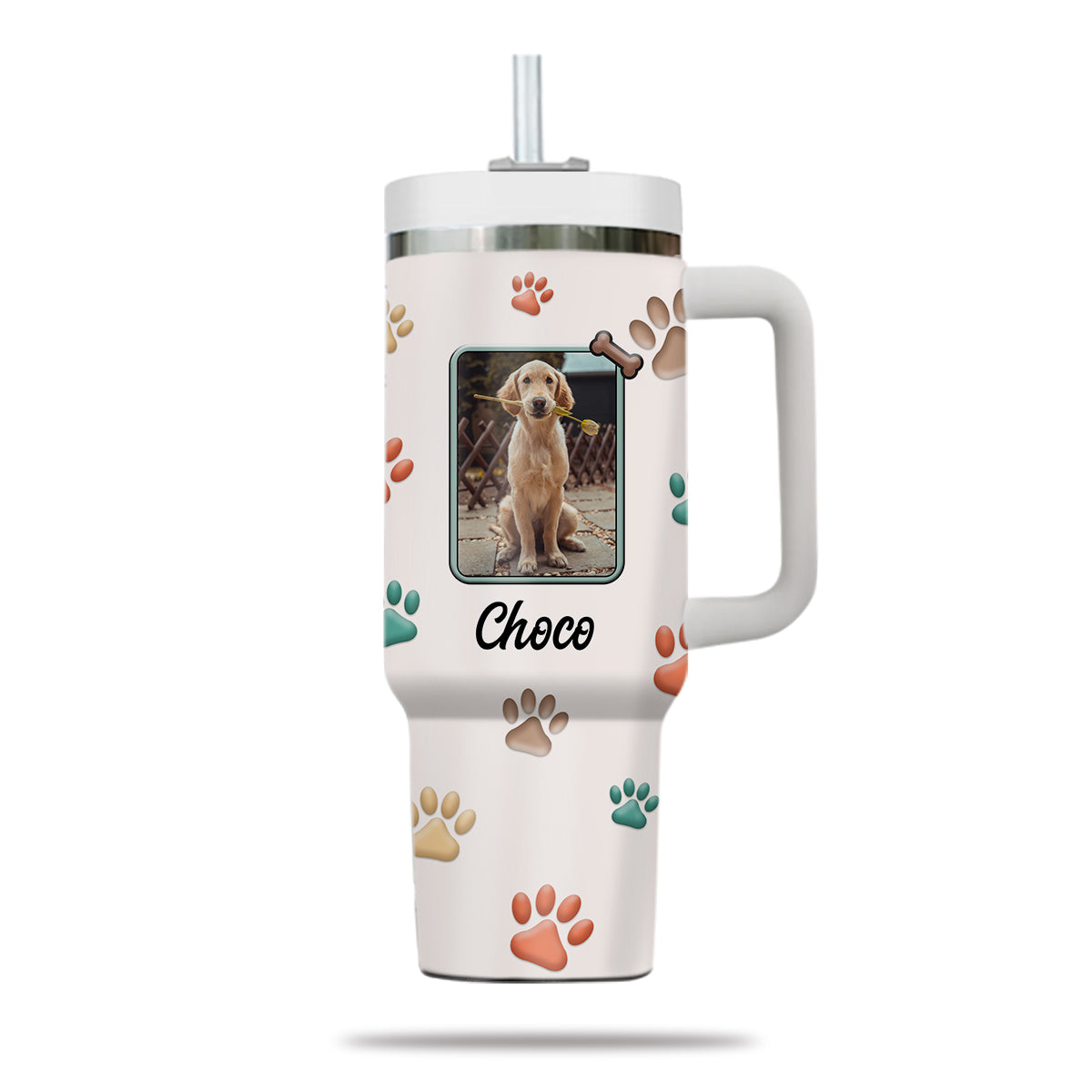 Best Dog Mom Ever 40oz Tumbler, Custom Pet Photo Tumbler 40oz With Handle, Dog Photo Tumbler, Puppies Tumbler with Straw, Dog Lover Tumbler, Favorite Pet Tumbler, Stainless Steel Tumbler, Insulated Tumbler, Pet Photo Gift with Custom Pet Image 04