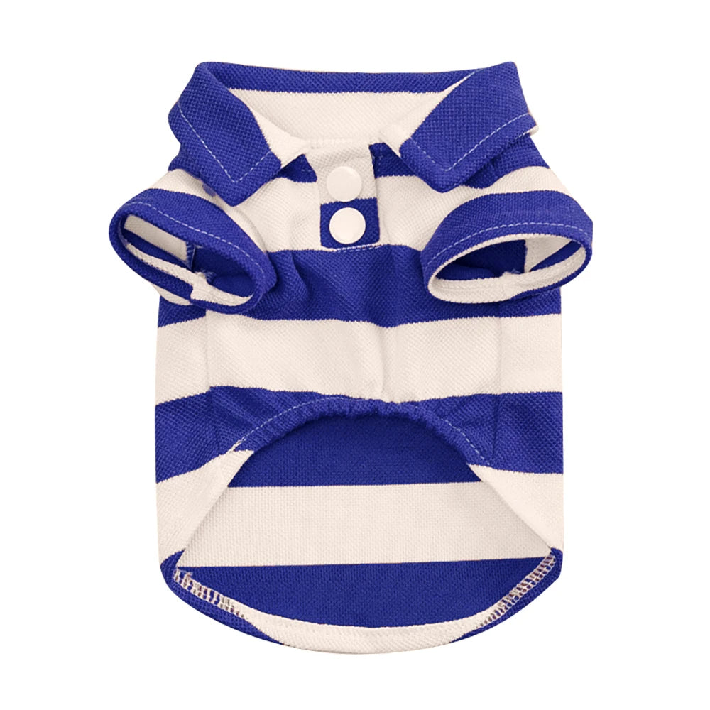 100% Cotton Striped Dog Polo, Pet Cat Dog Cute Stripe Collared Polo Shirt, Dog Polo Shirt - Two Button Dog Polo, , Gift For Pet 72
