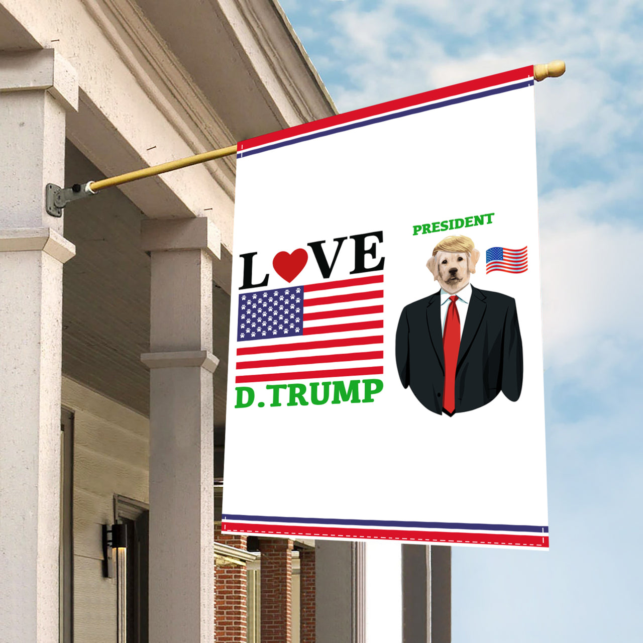 Personalized Dog Flag Gift Idea - Love President D.Trump For Dog Lovers - Garden Flag