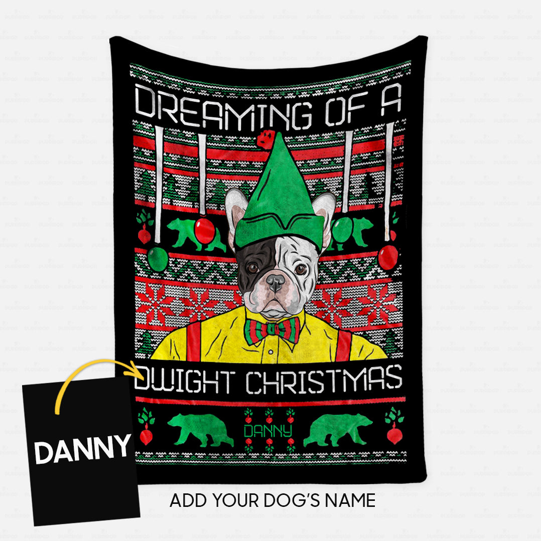 Personalized Dog Gift Idea - Dreaming Of A Dwight Christmas For Bulldog Lover - Fleece Blanket