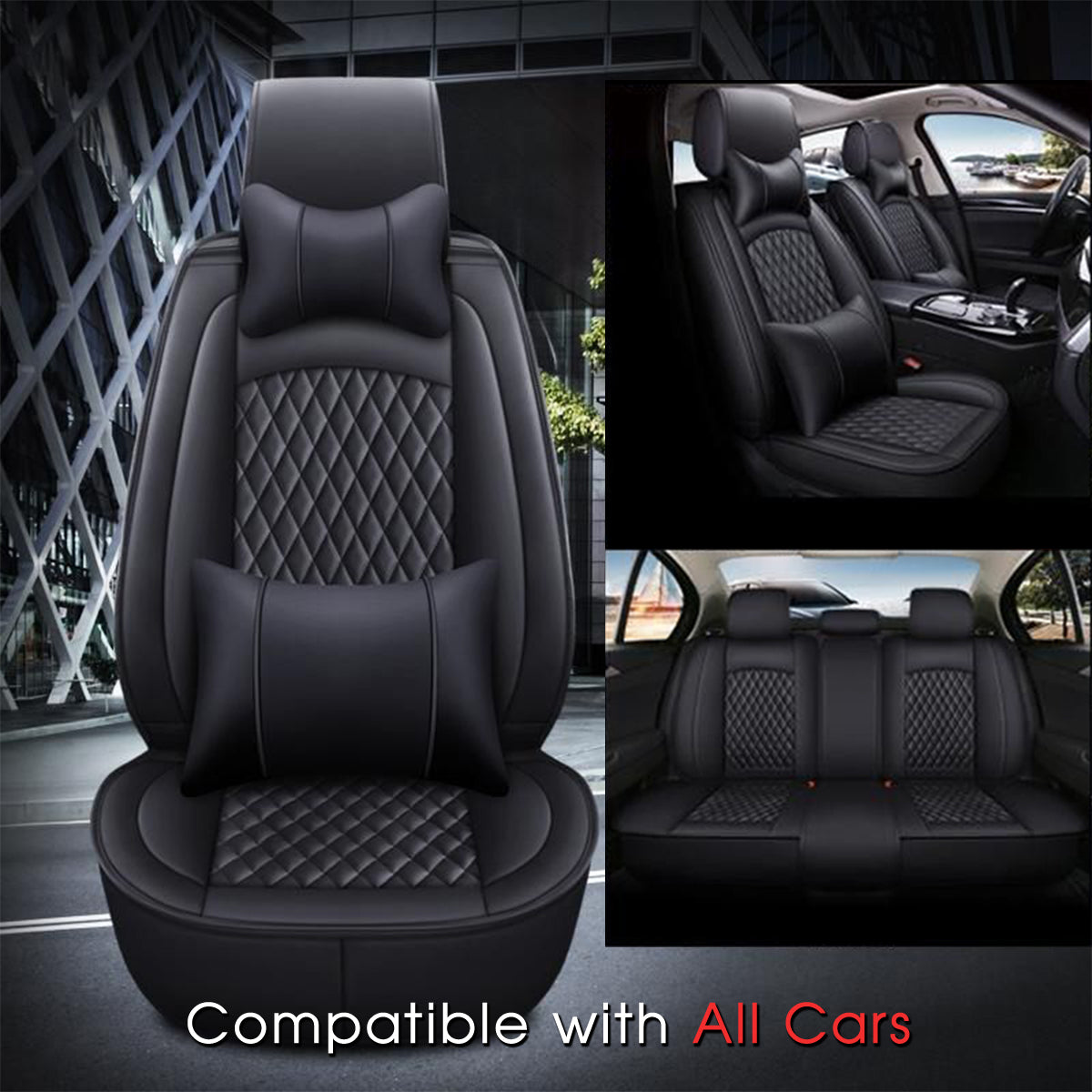 2 Car Seat Covers Full Set, Custom For Your Cars, Waterproof Leather Front Rear Seat Automotive Protection Cushions, Car Accessories TS13988