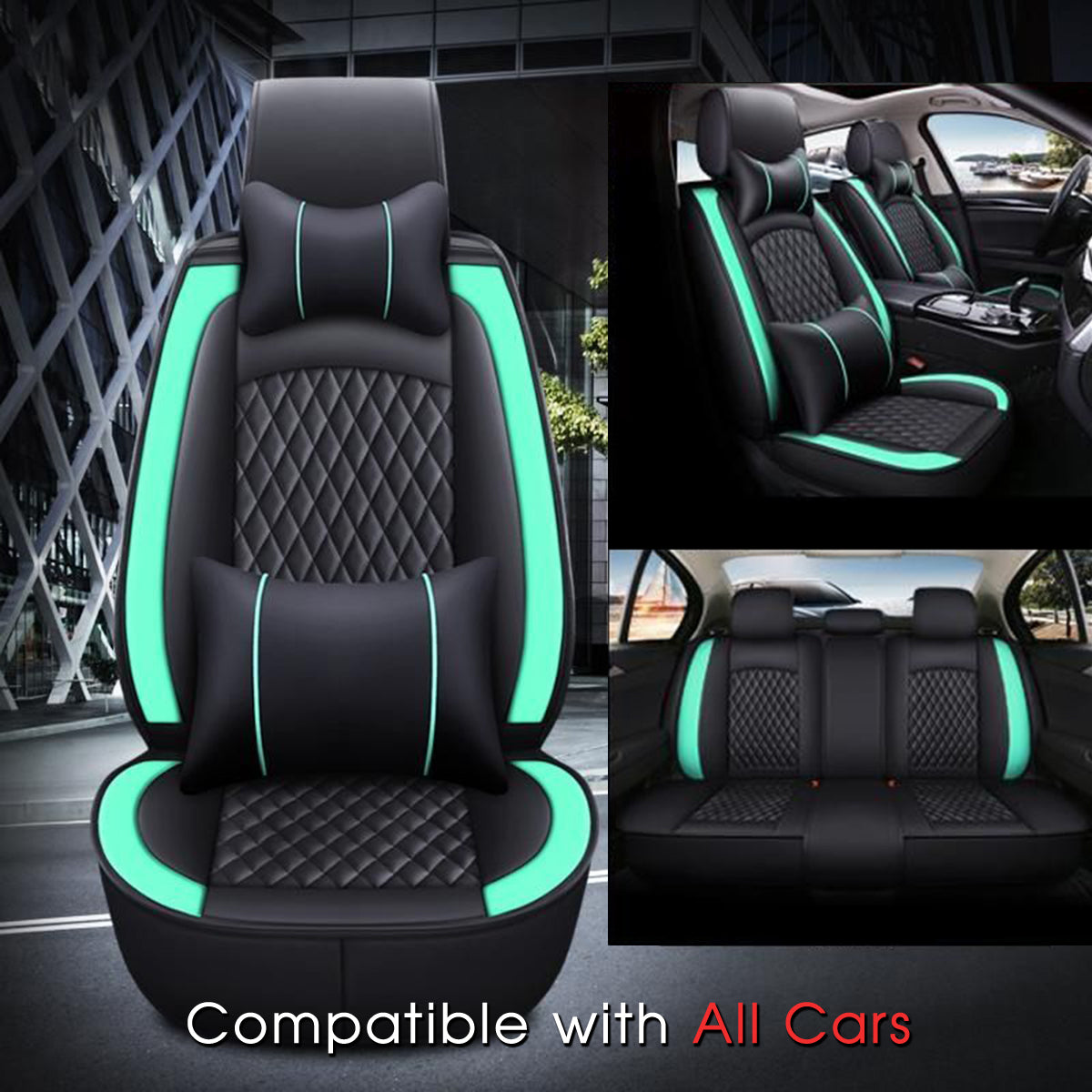 2 Car Seat Covers Full Set, Custom For Your Cars, Waterproof Leather Front Rear Seat Automotive Protection Cushions, Car Accessories TS13988