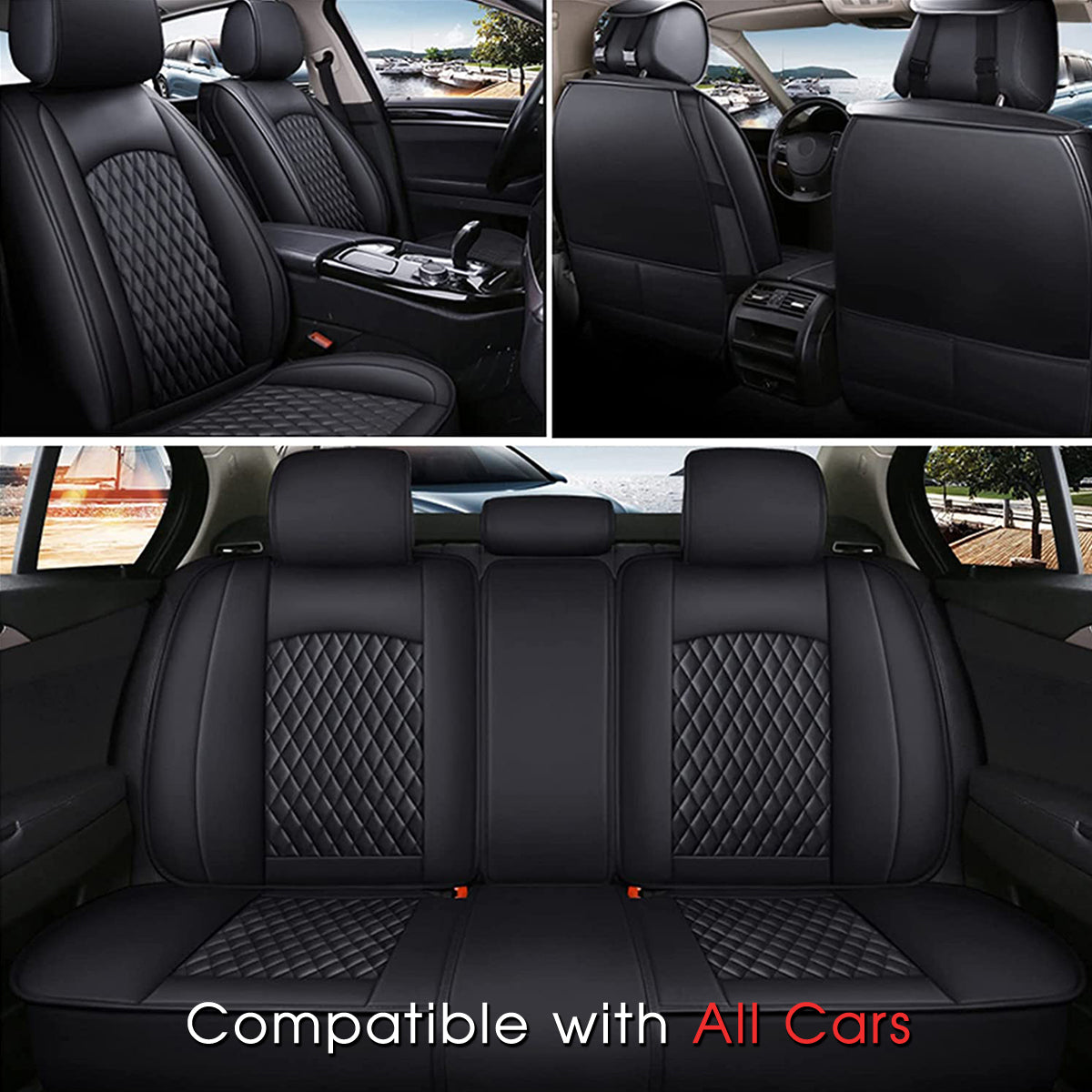 2 Car Seat Covers Full Set, Custom For Your Cars, Waterproof Leather Front Rear Seat Automotive Protection Cushions, Car Accessories TS13988