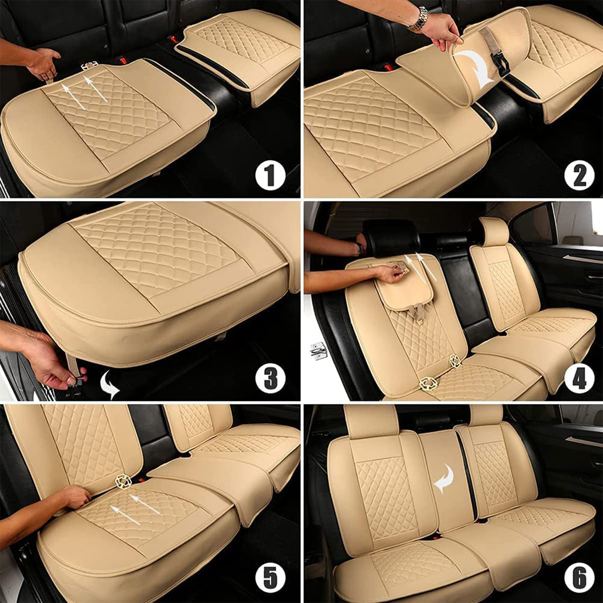 2 Car Seat Covers Full Set, Custom For Your Cars, Waterproof Leather Front Rear Seat Automotive Protection Cushions, Car Accessories TS13988