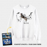 Thumbnail for Personalized Dog Gift Idea - Funny Character Line Art For Puppy Lovers - Standard Crew Neck Sweatshirt