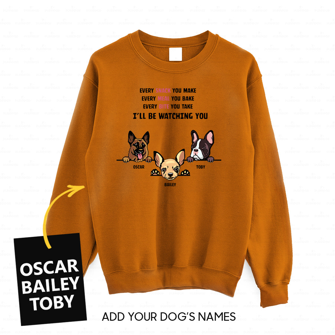 Personalized Dog Gift Idea - 3 Dog Every Snack You Make 1 For Dog Lovers - Standard Crew Neck Sweatshirt