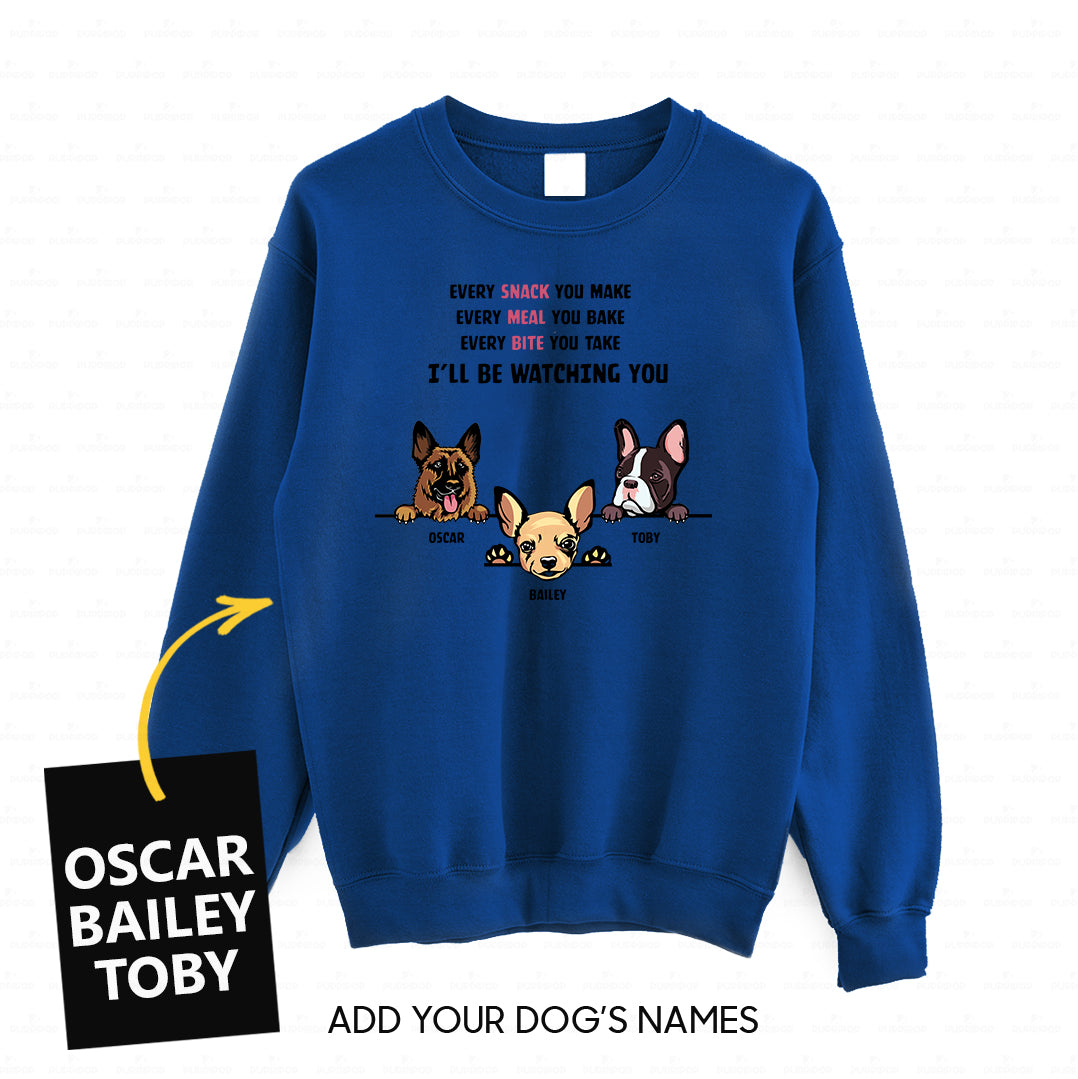 Personalized Dog Gift Idea - 3 Dog Every Snack You Make 1 For Dog Lovers - Standard Crew Neck Sweatshirt