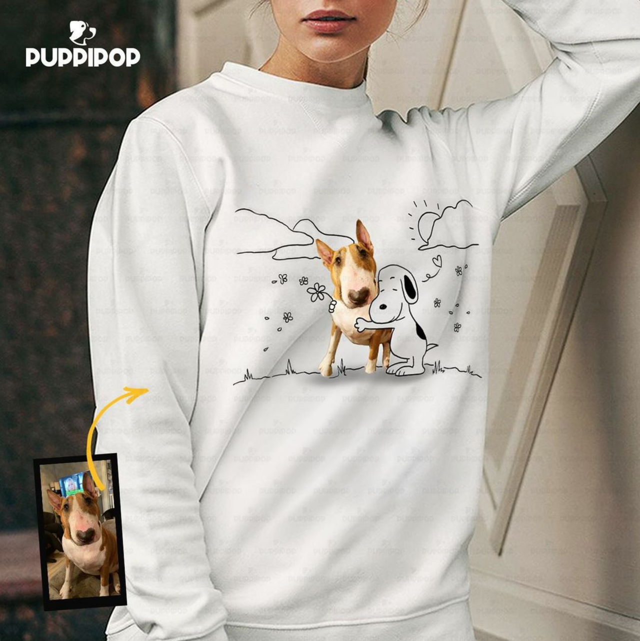 Personalized Dog Gift Idea - Funny Character Line Art For Puppy Lovers - Standard Crew Neck Sweatshirt