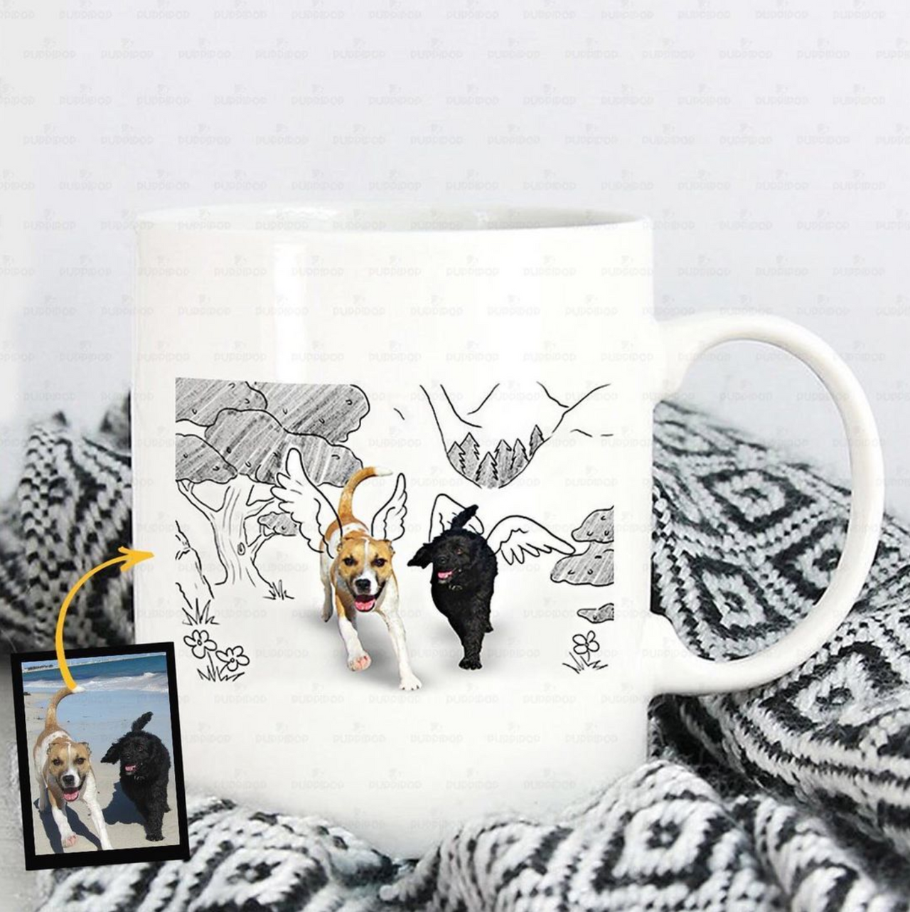 Personalized Dog Gift Idea - Funny Character Line Art For Dog Lovers - White Mug