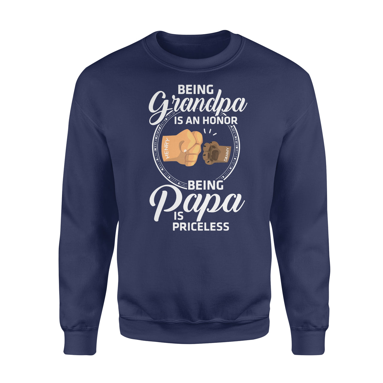 Personalized Grandpa Gift Idea - Being Grandpa Is An Honor - Standard Crew Neck Sweatshirt