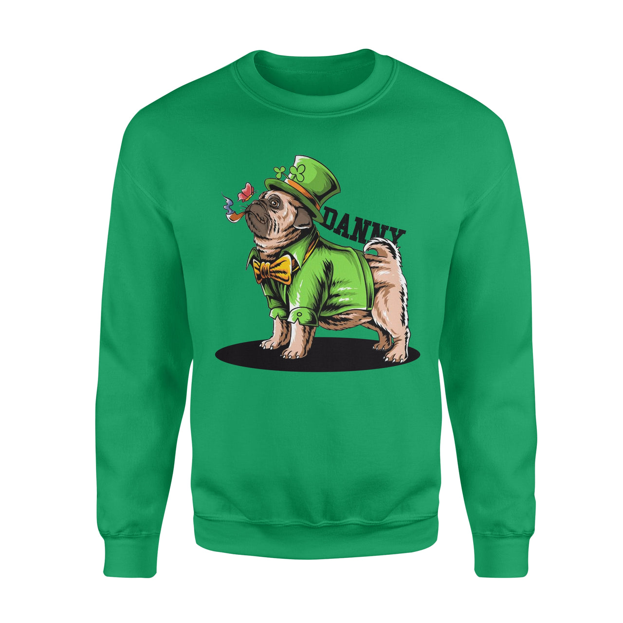 Personalized St. Patrick Gift Idea - Cool Bulldog Is Smoking - Standard Crew Neck Sweatshirt