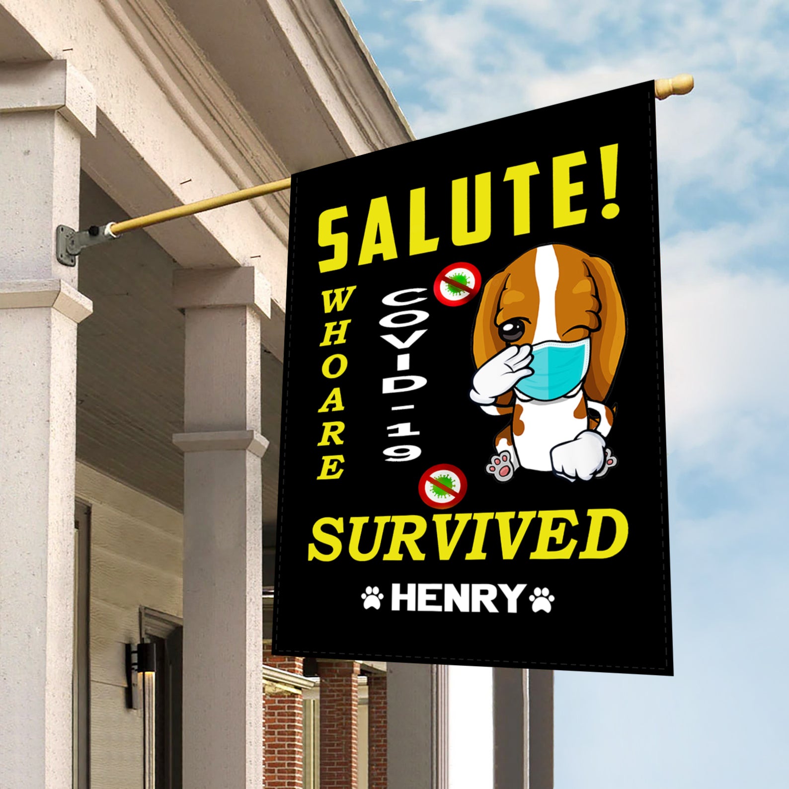 Personalized Dog Gift Idea - Salute Who Are Survived Covid 19 For Puppy Lovers - Garden Flag