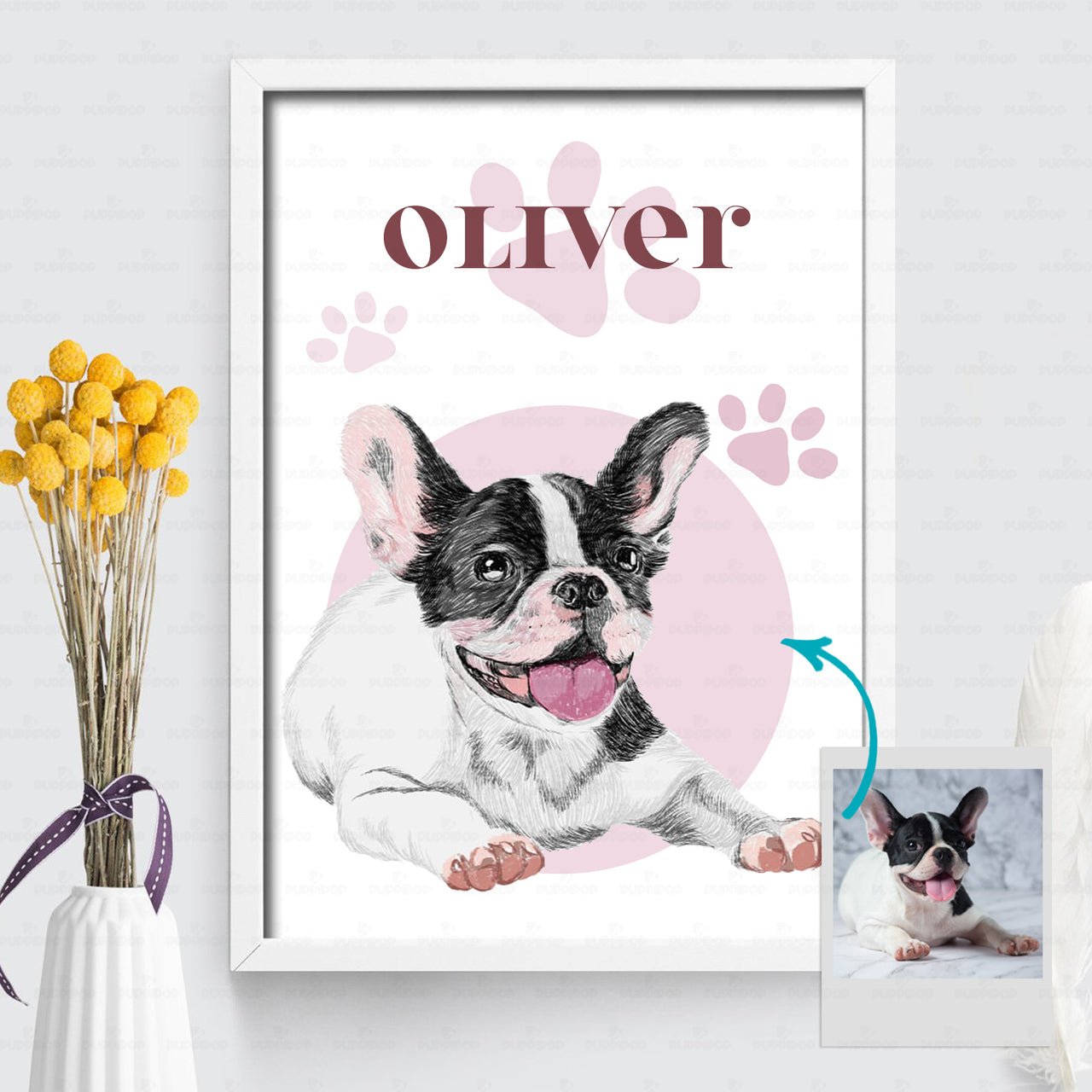 Personalized Dog Gift Idea - Sketching Puppy And Paw Gift For Puppy Lovers - Matte Canvas