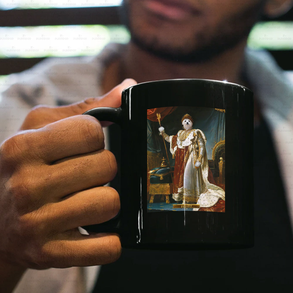 Personalized Dog Gift Idea - Royal Dog's Portrait For Dog Lovers - Black Mug