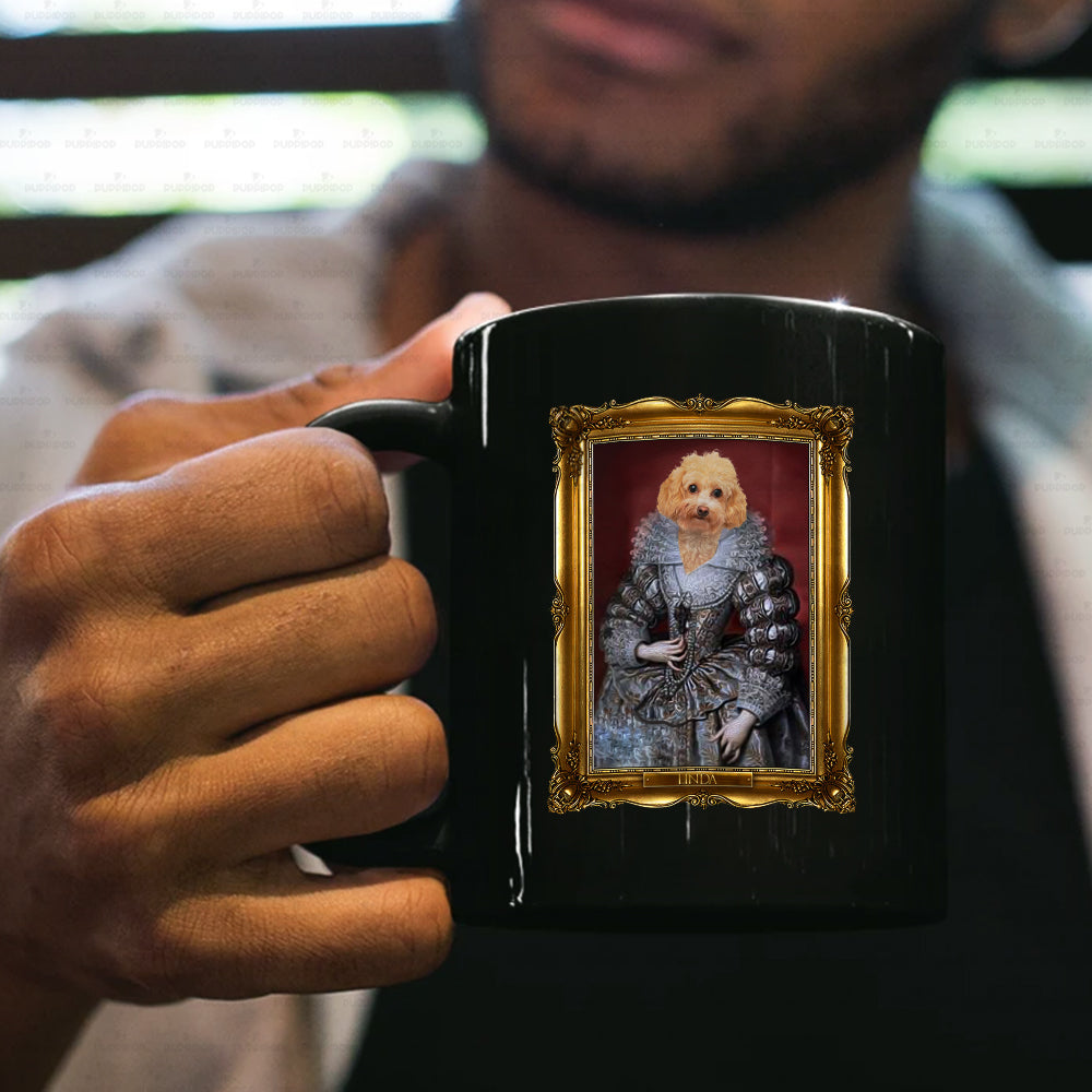 Personalized Dog Gift Idea - Royal Dog's Portrait For Dog Lovers - Black Mug