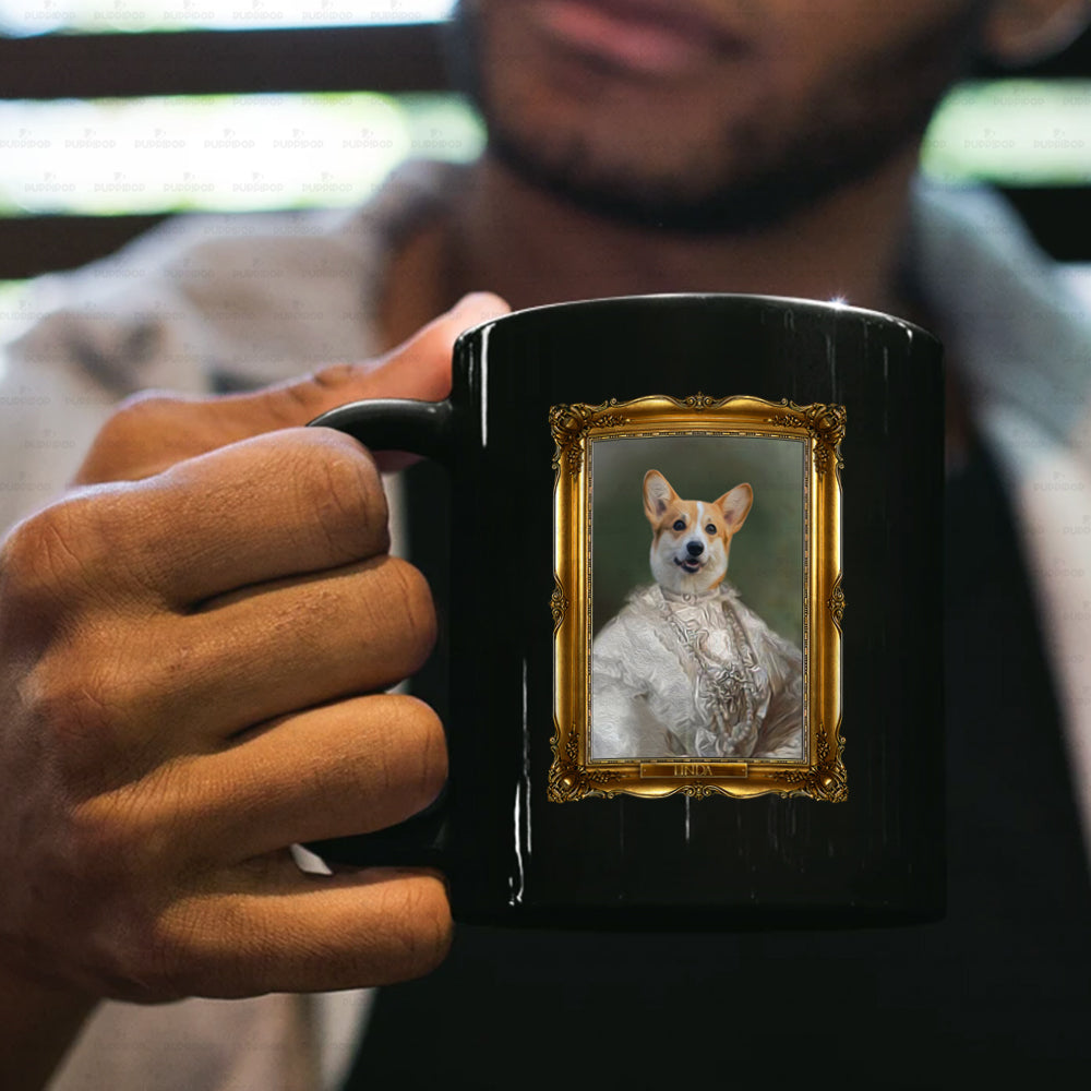 Personalized Dog Gift Idea - Royal Dog's Portrait For Dog Lovers - Black Mug