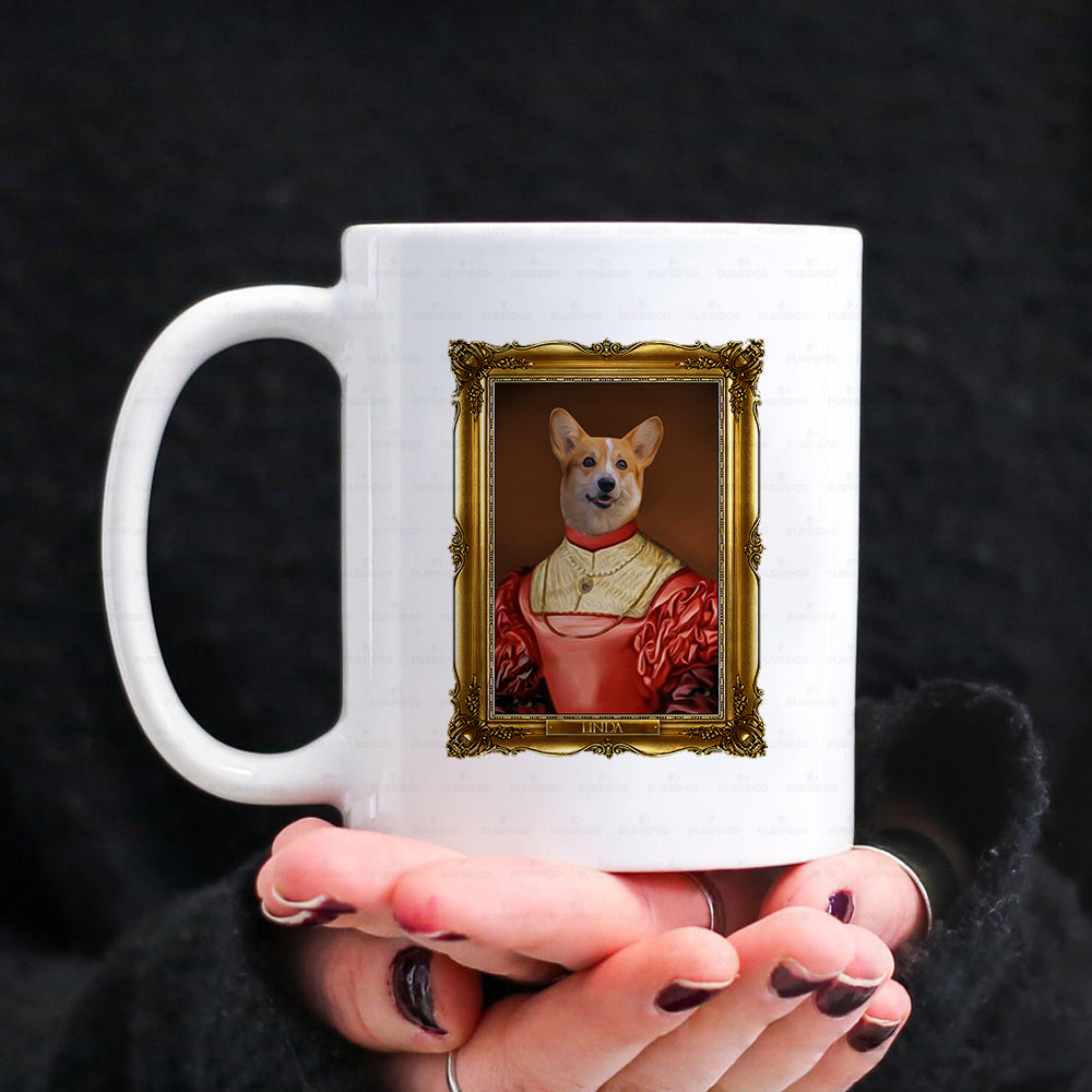 Personalized Dog Gift Idea - Royal Dog's Portrait For Dog Lovers - White Mug