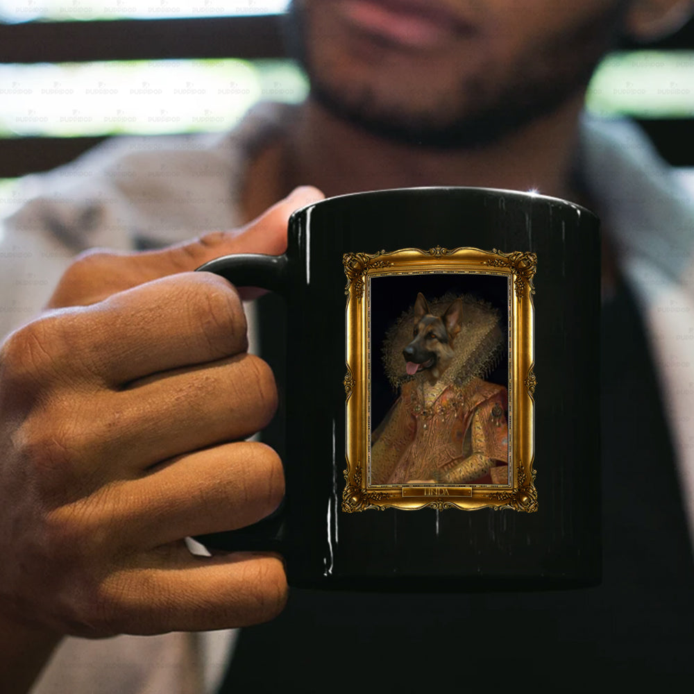 Personalized Dog Gift Idea - Royal Dog's Portrait For Dog Lovers - Black Mug