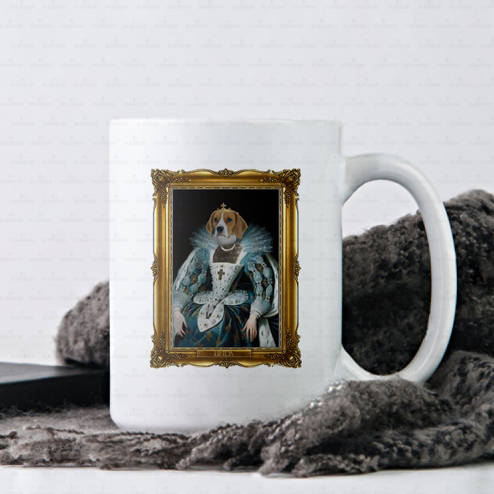 Personalized Dog Gift Idea - Royal Dog's Portrait For Dog Lovers - White Mug
