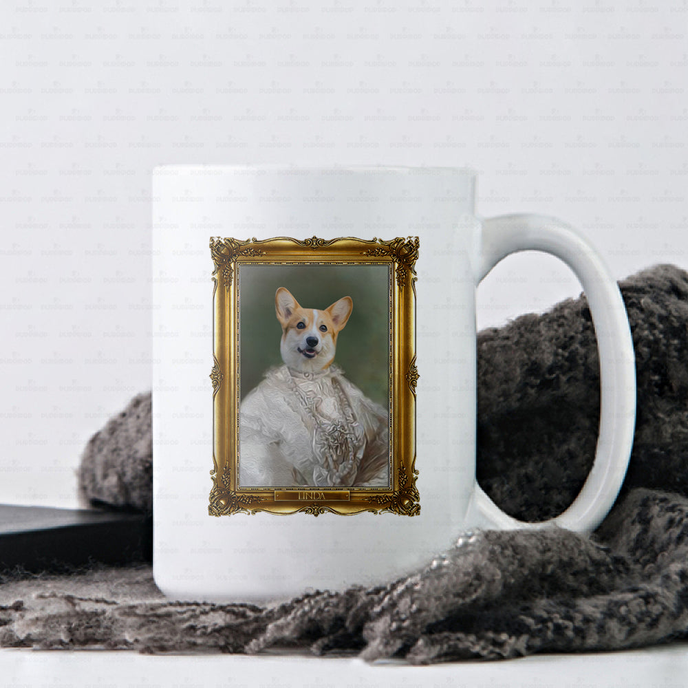 Personalized Dog Gift Idea - Royal Dog's Portrait For Dog Lovers - White Mug