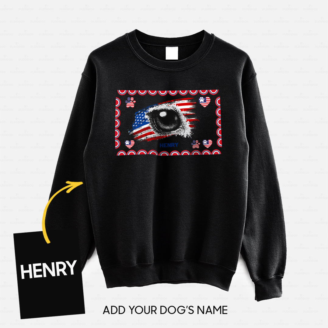 Personalized Dog Gift Idea - America Flag With Dog Eye For Dog Lovers - Standard Crew Neck Sweatshirt